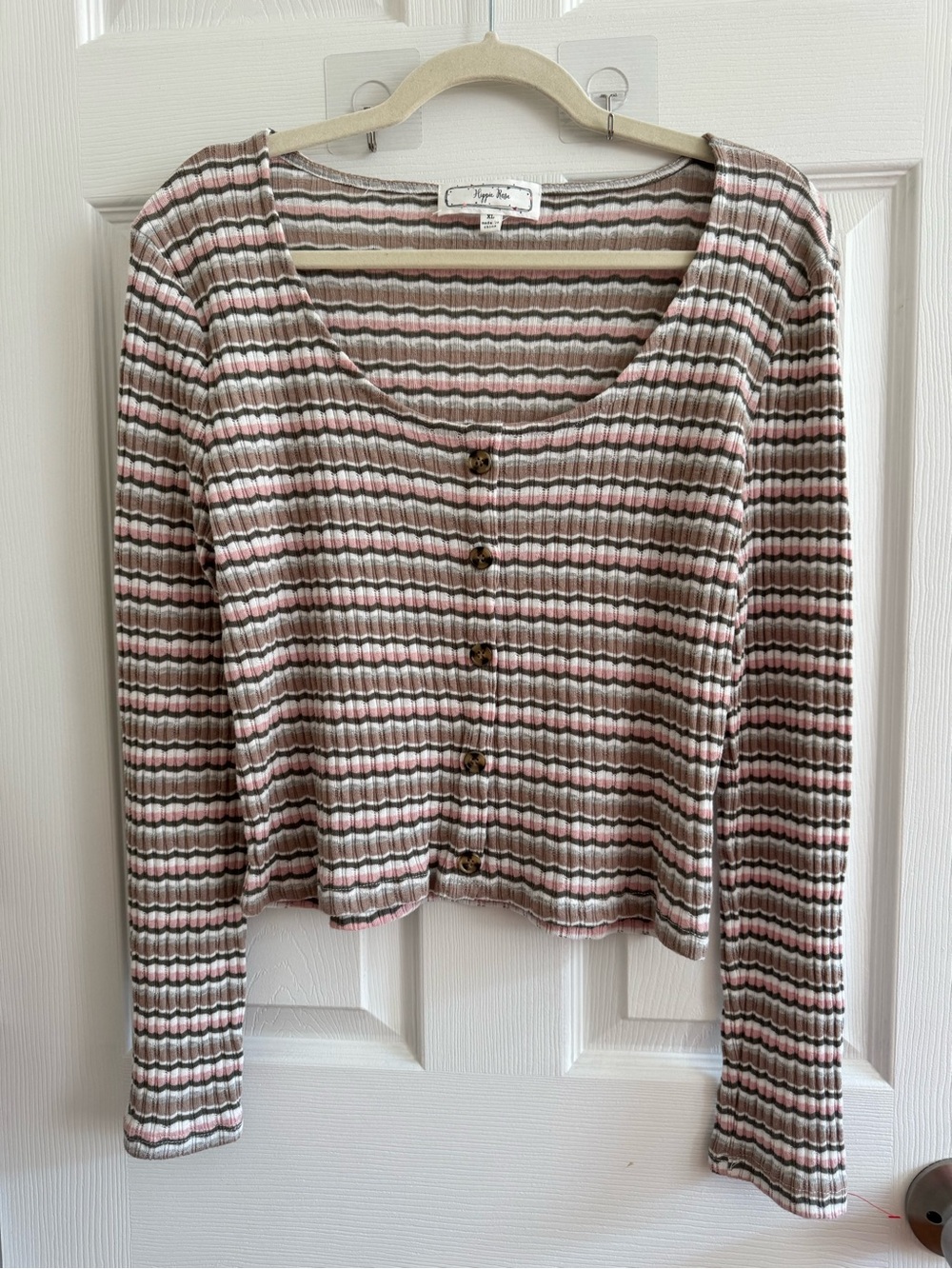 HIPPIE ROSE Pointelle Knit Cardigan XL